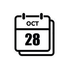 calender icon, 28 october icon with white background