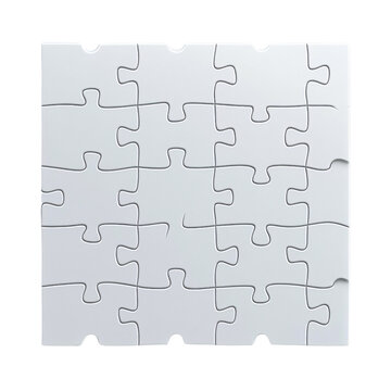 recommend clip art: Complete white jigsaw puzzle on a transparent background, symbolizing problem solving, teamwork, and strategic thinking