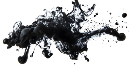 8. Black ink spreading in water on white background