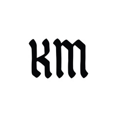 KM monogram logo design letter text name symbol monochrome logotype alphabet character simple logo