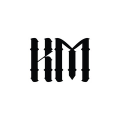 KM monogram logo design letter text name symbol monochrome logotype alphabet character simple logo