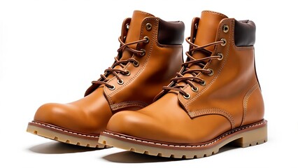 Pair Of Tan Leather Work Boots