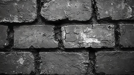 Grungy black brick backdrop with aged mortar for urban or industrial design  