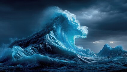 A colossal wave of frigid arctic water, a turbulent tempestuous sea dream.