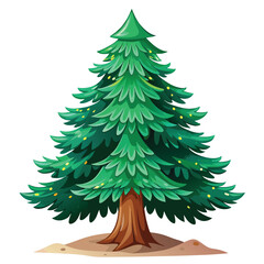 Fototapeta premium Isolated on white, a green evergreen christmas fir tree branch stands as a winter holiday decoration and nature symbol for xmas celebration