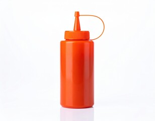 Orange Plastic Condiment Bottle On White Background