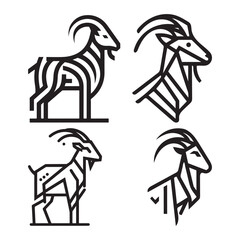  Goat Line Logo silhouette icon set illustration vector