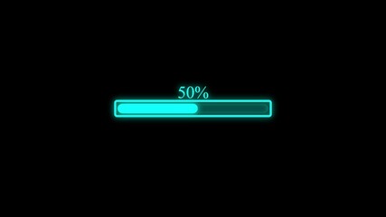 Abstract Loading Progress Bar from 0 to 50% stuck. HUD Futuristic progress loading bar animation. Futuristic progress loading bar