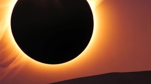 Cinematic Annular Solar Eclipse at Sunset over Desert Dunes