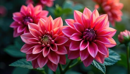 Fototapeta premium Intricate dahlia blooms, vibrant hues, lush petals , botanical, wedding, repeat