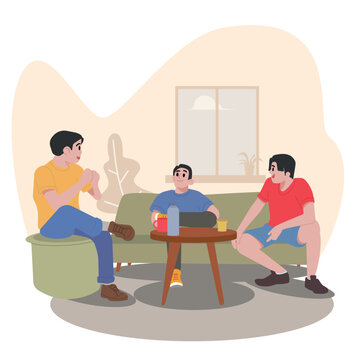 Young people hanging out casually without caring about their gadgets vector illustration