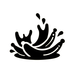 Banana Splash Silhouette Icon – Fruit in Juice or Milk Splash Graphic

