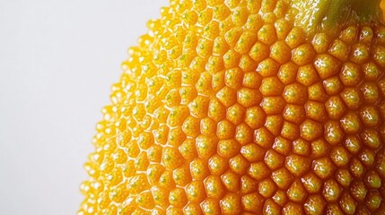 Close-up of a textured, honey-gold surface.  Small, hexagonal bumps cover the skin