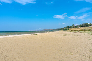 Baikal lake, sandy beach Olhon island