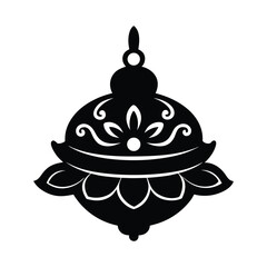 Clay ornament black vector silhouette on white background