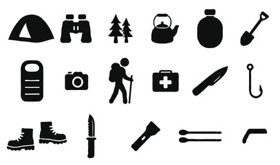Fototapeta premium camping icon set 