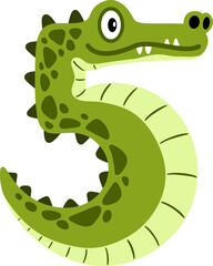 Crocodile Cartoon Number 5 Illustration