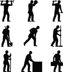 Male Body Posing Silhouette Set | Human Figure Art Poses Man Body Pose Vector Silhouettes | Fitness & Model Reference