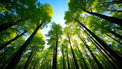 Obraz premium Forest Scene Embracing Sunlight and Biodiversity