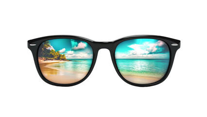 sunglasses with reflection of beach on transparent background PNG