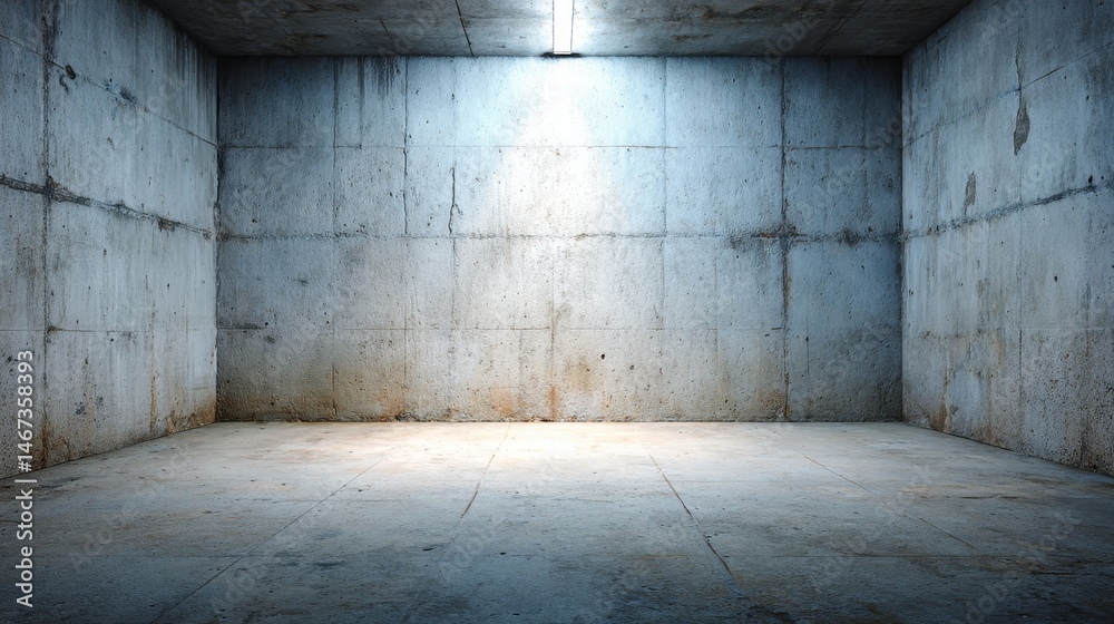 Poster A textured gray concrete wall softly lit, creating a minimalist backdrop ideal for various creative projects. The right side offers ample copy space for text