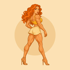 Muscular Woman Posing in High Heels