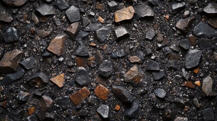 Rugged dark granite stone surface showcasing coarse speckles illuminated by high-contrast lighting, ideal for architectural and construction projects