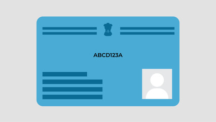 Dummy Pan card, unique identity document for Indian citizen issued by Government of India. Vector