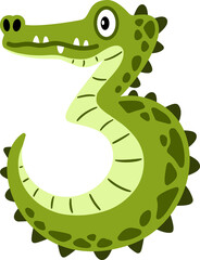 Fototapeta premium Crocodile Cartoon Number 3 Illustration