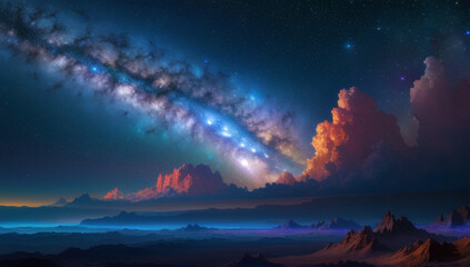 Fototapeta premium space scene with stars and clouds