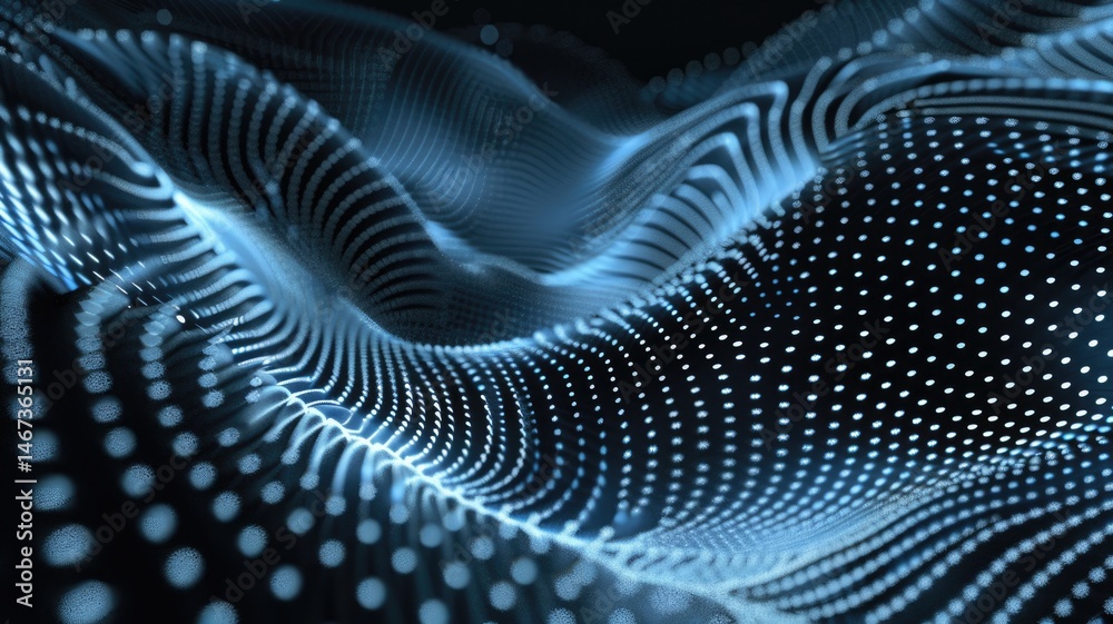 Poster abstract picture of neon light particle with digital technology style design connecting become dynam