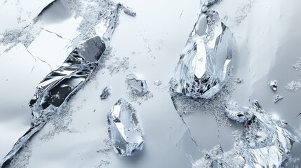 Elegant icy silver-gray marble with metallic platinum veins and crystalline shards invites luxurious design inspiration and modern aesthetics in stunning detail