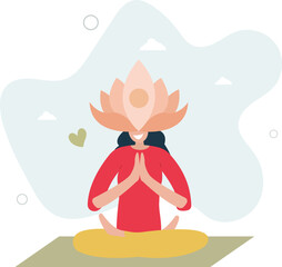 Meditation process with calm and relaxing mental practice.Mind and body harmony with peace balance. character life .