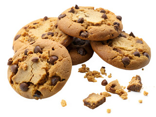 chocolate chip cookies with crumbs