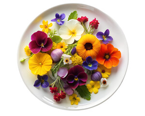 edible flowers on plate