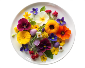 edible flowers on plate