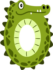 Crocodile Cartoon Number 0 Illustration