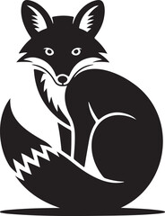 Obraz premium Little fox curled up in leaves icon vector silhouette