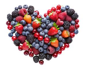 mixed berries heart shape
