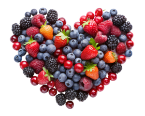 mixed berries heart shape