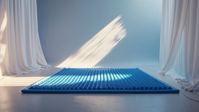 Photorealistic image of a uv disinfection mat in a clean isolated environment