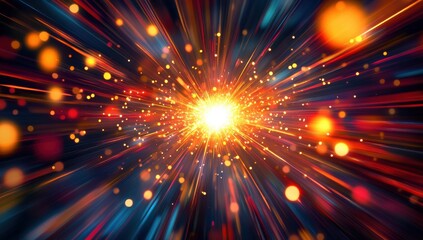 Naklejka premium Radiant burst of light emanating outwards with streaks and bokeh effects