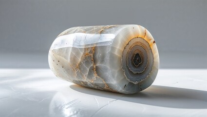 Photorealistic image of a translucent stone isolated on a white background