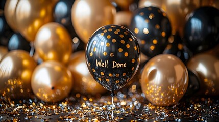 Celebratory Balloons and Sparkling  Well Done  Display