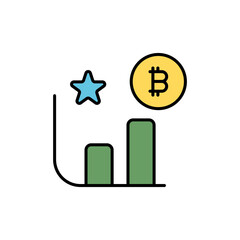 Credit Score Monitor Icon with Line Graph and Star.