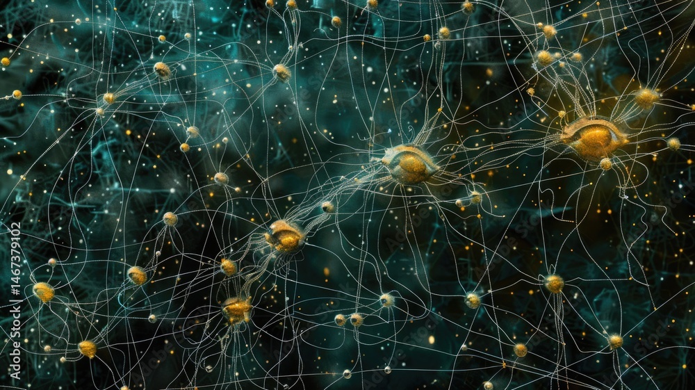Poster abstract picture of green color particle with sparkle electric style design connect become energy st