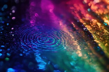 Colorful Ripple Patterns on Water Surface with Bokeh Effects
