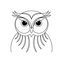 funny cartoon owl face logo  coloring page 