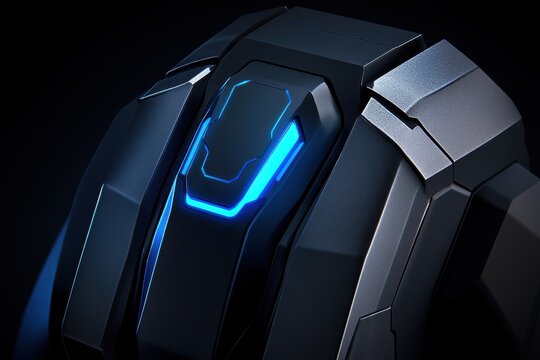 Futuristic Technology Device with Blue LED Light on Dark Background