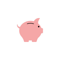 Simple pink piggy bank icon on a white background, symbolizing savings, finance, and money management. Ideal for financial apps, banking services, or budgeting tools.
